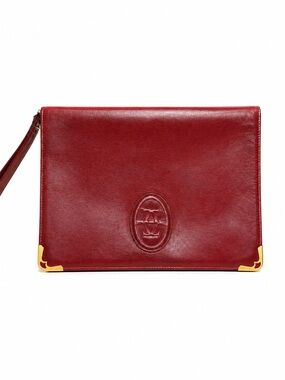 Cartier Must De Cartier Bordeaux Leather Clutch Bag Vintage Wristlet